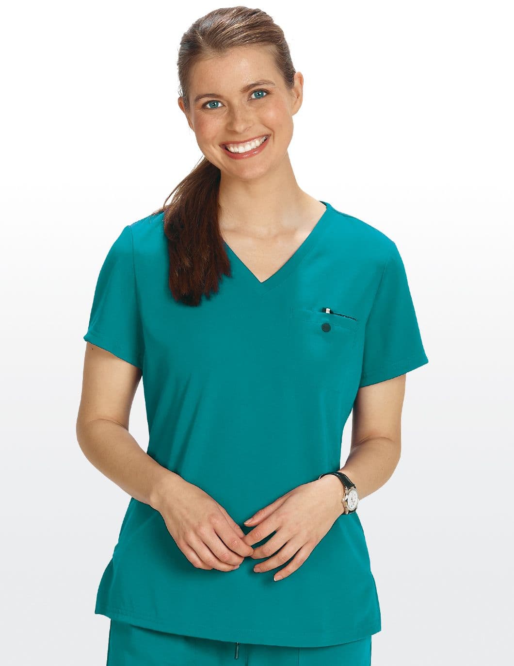 Koi-Next-Gen-Womens-One-Pocket-Scrub-Top-Teal