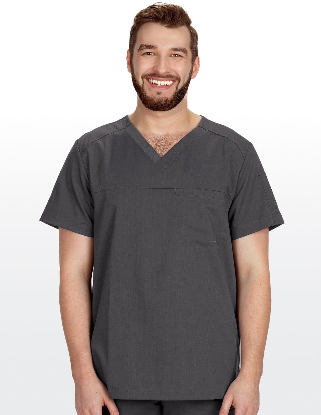 healing-hands-purple-label-mens-one-pocket-scrub-top-pewter