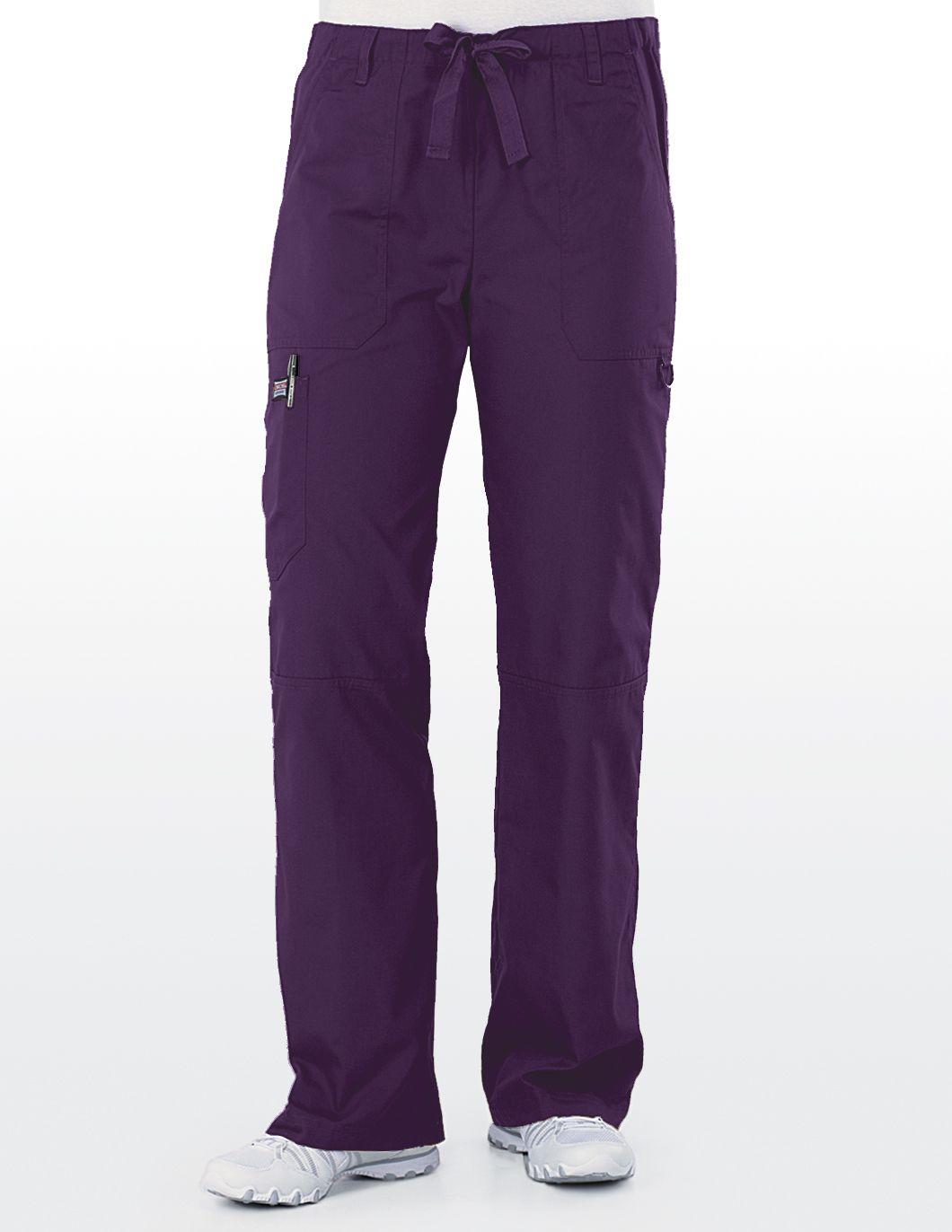 cherokee-originals-womens-drawstring-cargo-scrub-pant-eggplant