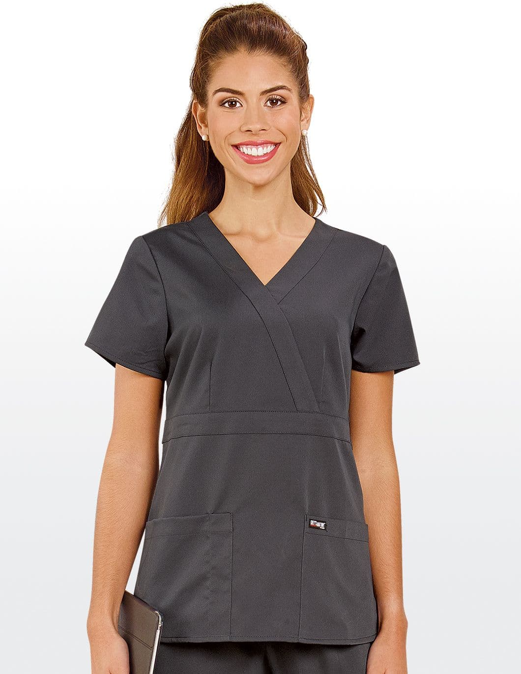 greys-anatomy-womens-mock-wrap-scrub-top-pewter