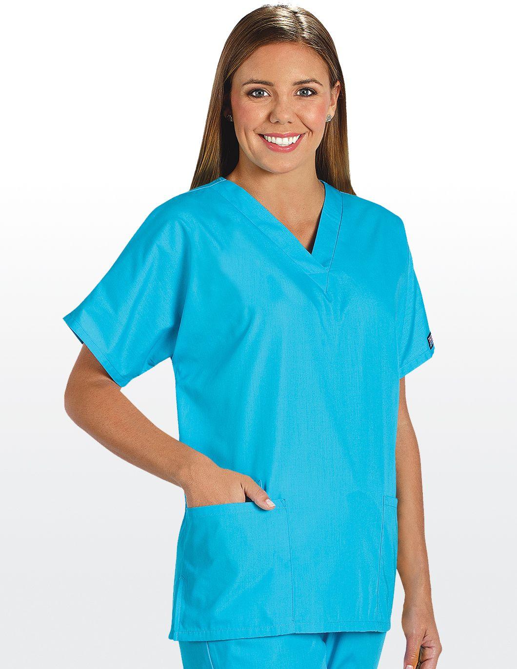 cherokee-originals-womens-two-pocket-scrub-top-turquoise