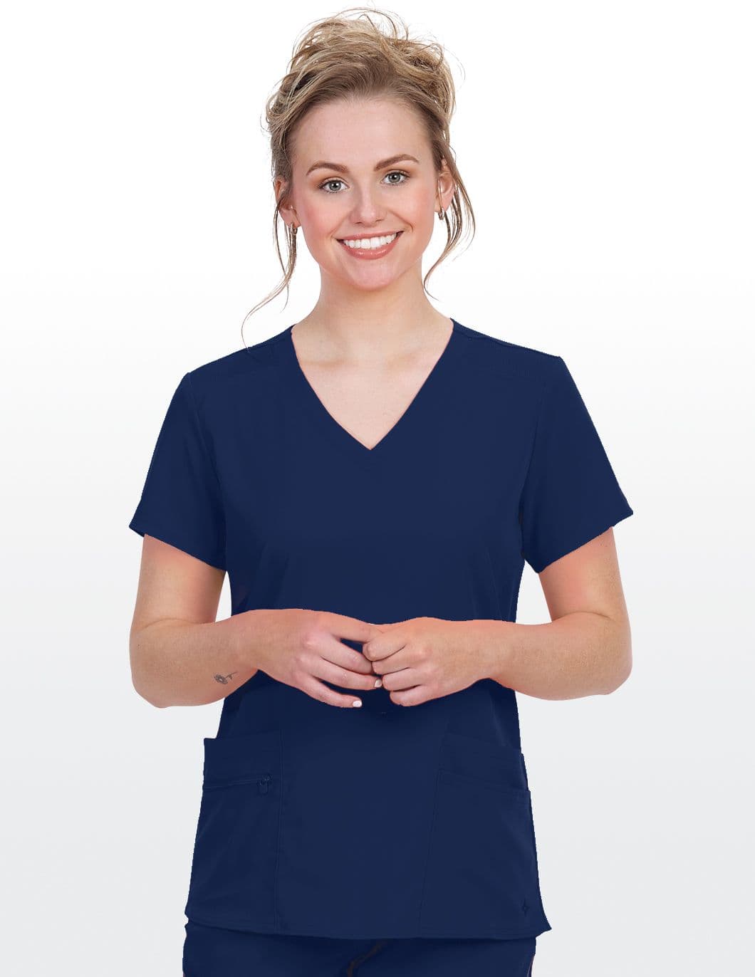 med-couture-womens-touch-knit-back-scrub-top-navy