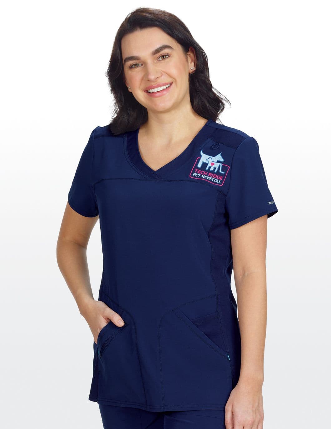 Inspira-Four-Pocket-Scrub-Top-Navy