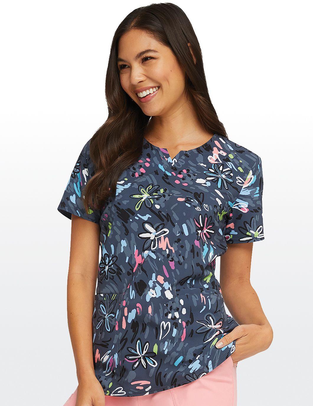 cherokee-womens-print-doodle-blooms-scrub-top