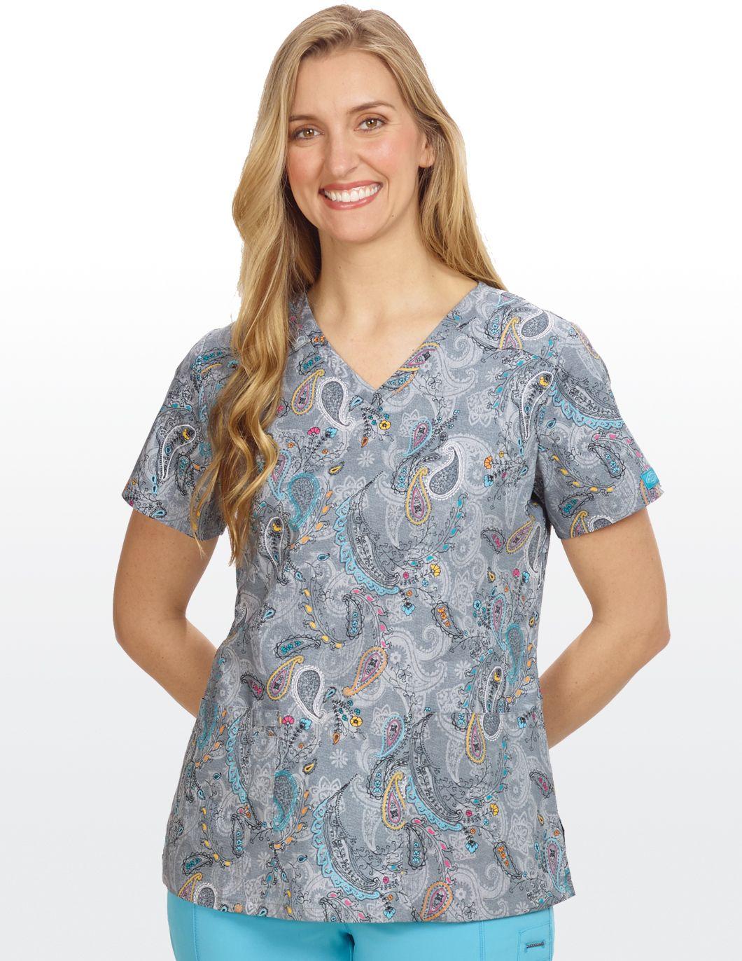 Cherokee-Fashion-Print-Scrub-Top-Daisy-Paisley