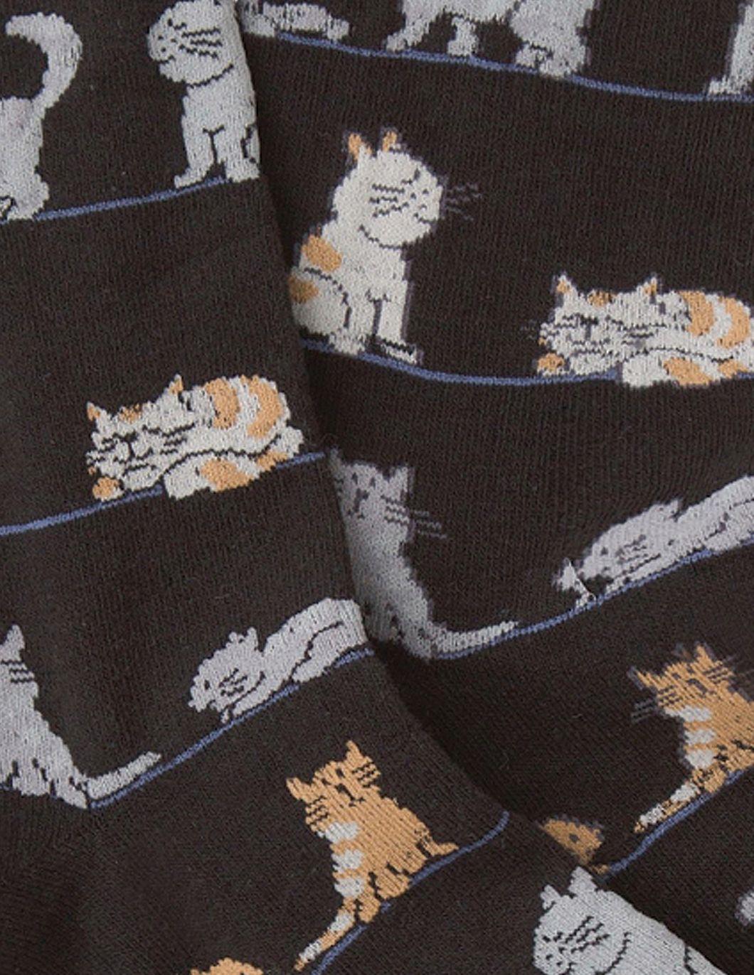 kbell-womens-cats-black-print-socks-alt